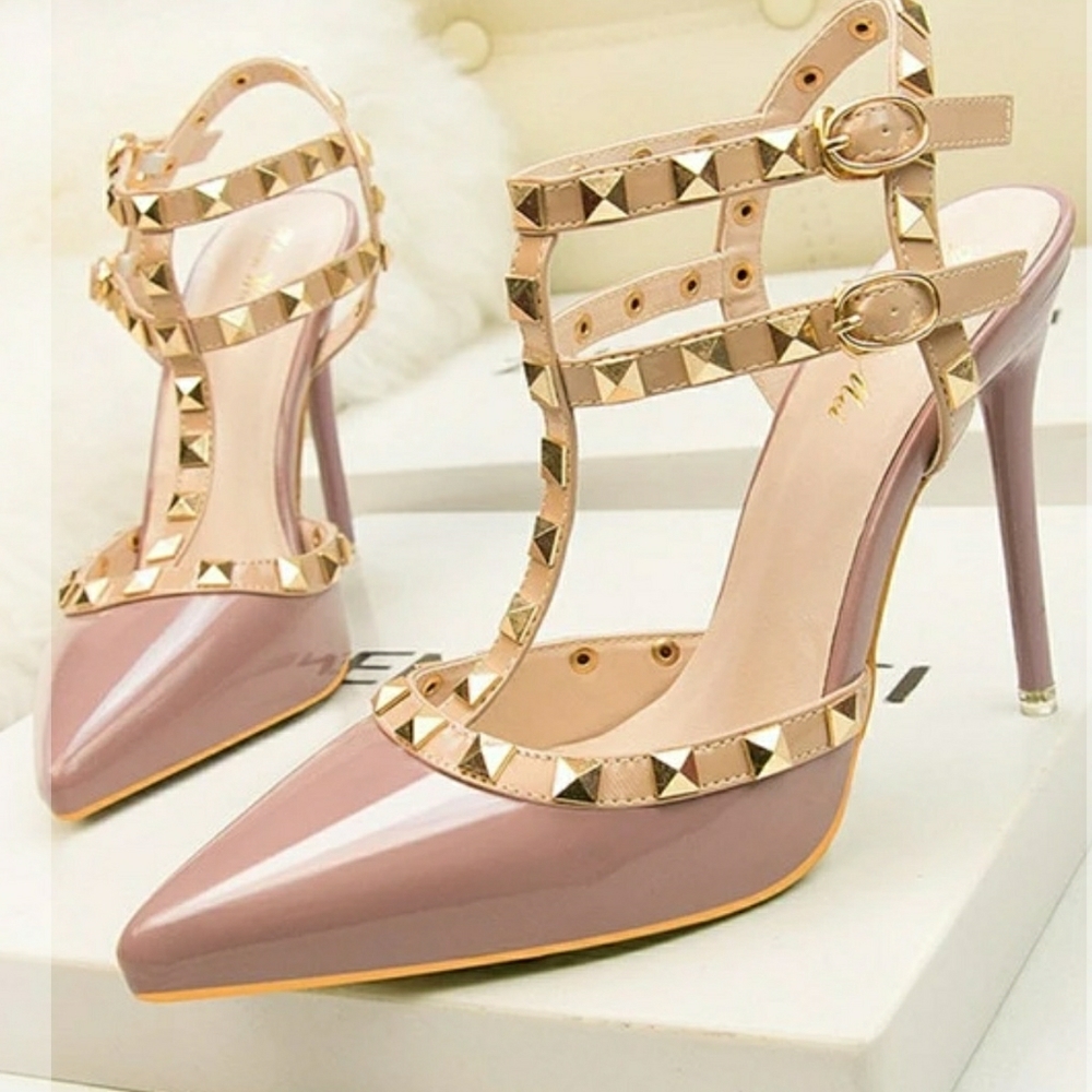 WOMEN RIVET SLINGBACK SEXY HIGH HEELS